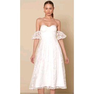 Lulu's White Off-Shoulder Wedding Dress